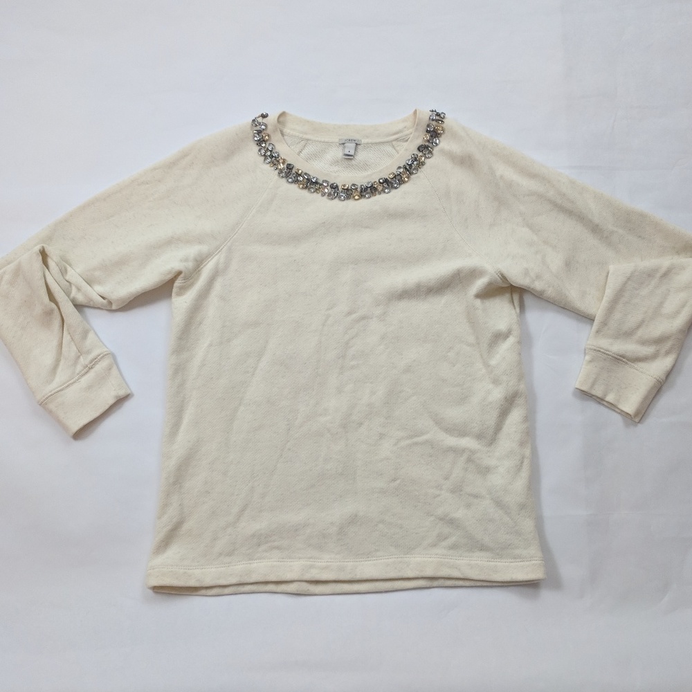 J. Crew Embellished Rhinestone Collar Sweatshirt